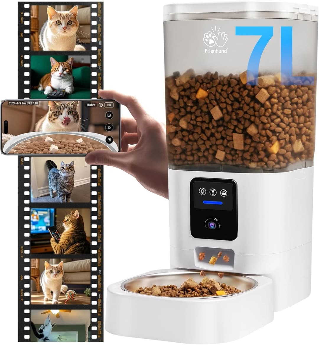 Automatic Cat Feeder with 2K Camera: 5G WiFi Automatic Dog Feeder with Night Vision