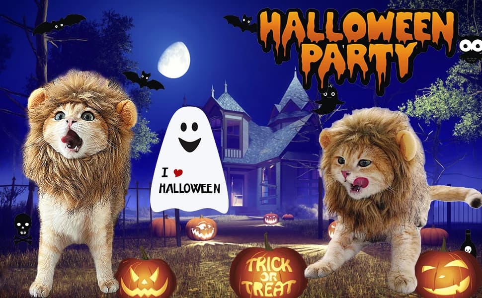 Lion Mane Wig for Cat Costume Pet Adjustable Washable Comfortable Fancy Lion Hair Cat Clothes Dress for — product details