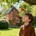 Bird Houses for Outside Real Wood-Look Resin Bird House with Hanging Chain – Waterproof and Durable Forest