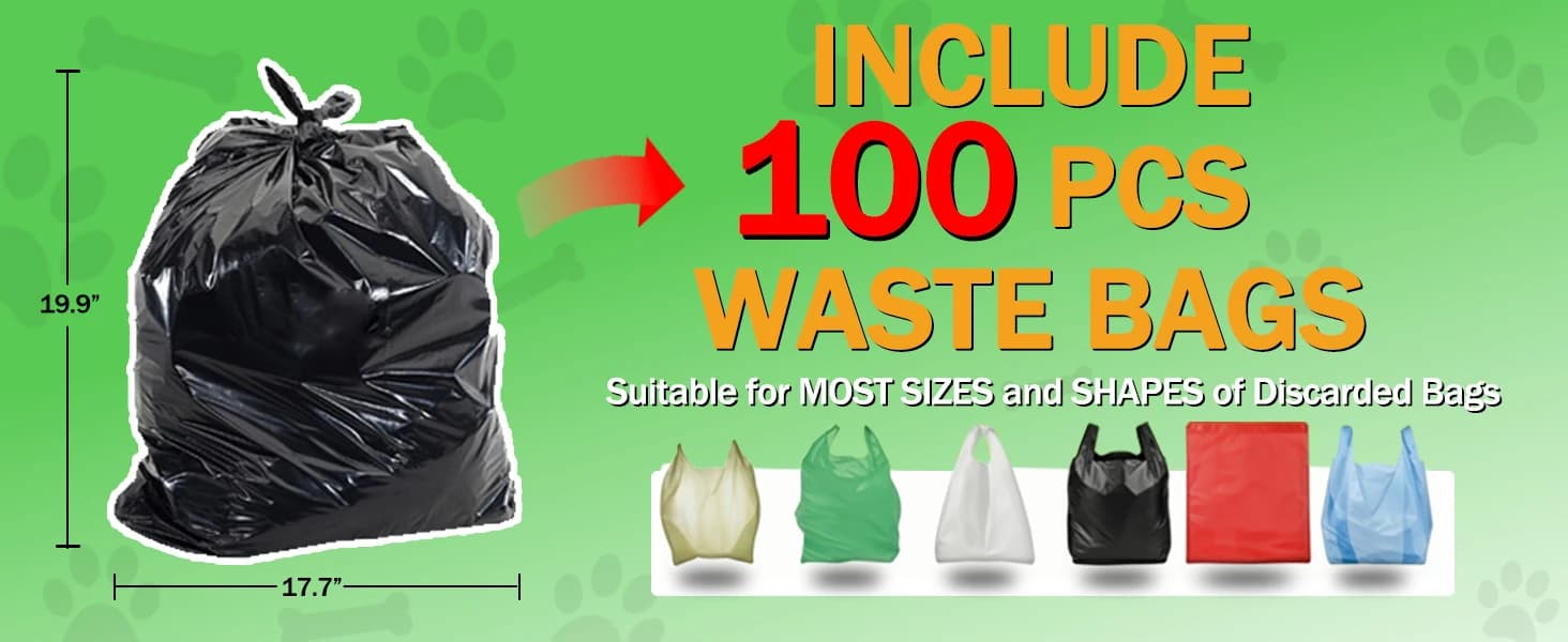 Dog Pooper Scooper — Swivel Bin and Rake Set with 100 Waste Bags — product details