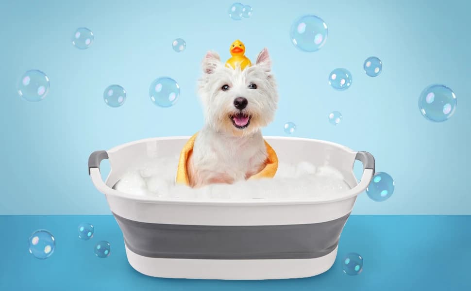 Collapsible Pet Bathtub with Water Drain Plug — Collapsible Pet Bathtub with Water Drain Plug