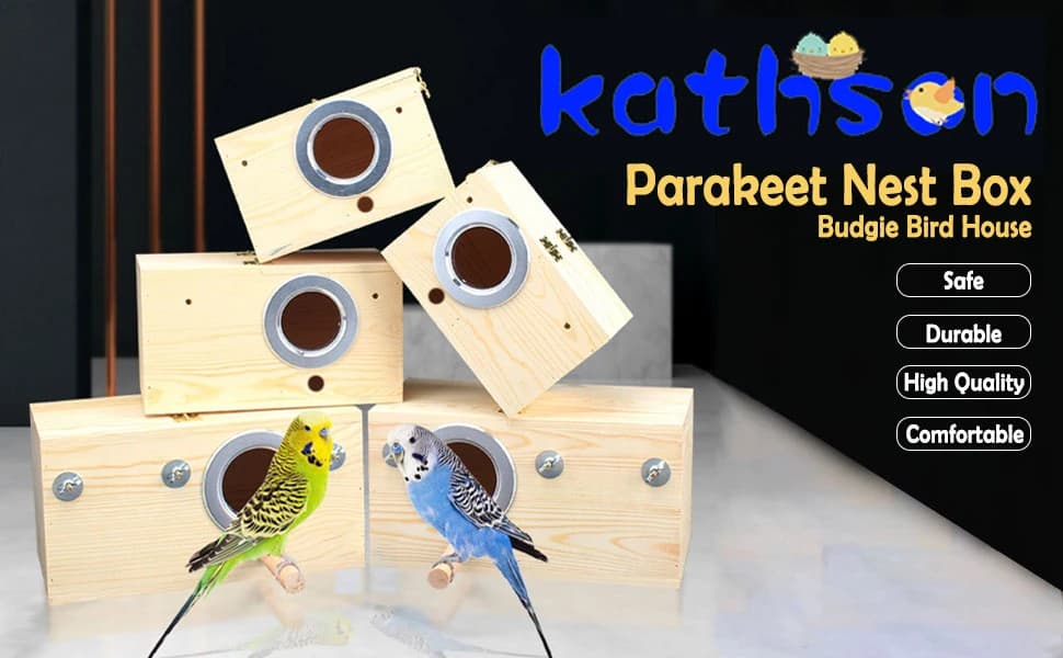 Parakeet Nesting Box — Wood Bird Nest House for Cage — The House is made of natural parasol wood solid wood carefully made safe materials — birds are not allergic, send out natural fragrance