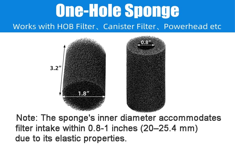 6-Pack Pre-Filter Sponge for Aquarium Shrimp Fry Fish Tank Filter 0.8” Intake — product details