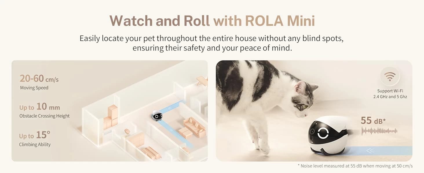 ROLA Mini Pet Camera Robot: 2K FamilyBot Mobile Home Companion — product details