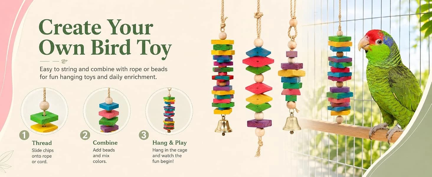 Bird Toys: 100 Pcs Wooden Blocks — product details
