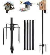 Heavy Duty Bird Feeder Pole - 109 Inch Adjustable 1 Inch Metal Bird House Pole with 14” Deep Auger Base | — collection imagery
