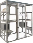Outdoor Cat Catio Enclosures Large Wooden Cat House Patio for Indoor Cats Feral Cat Shelter with 2 Espace Doors