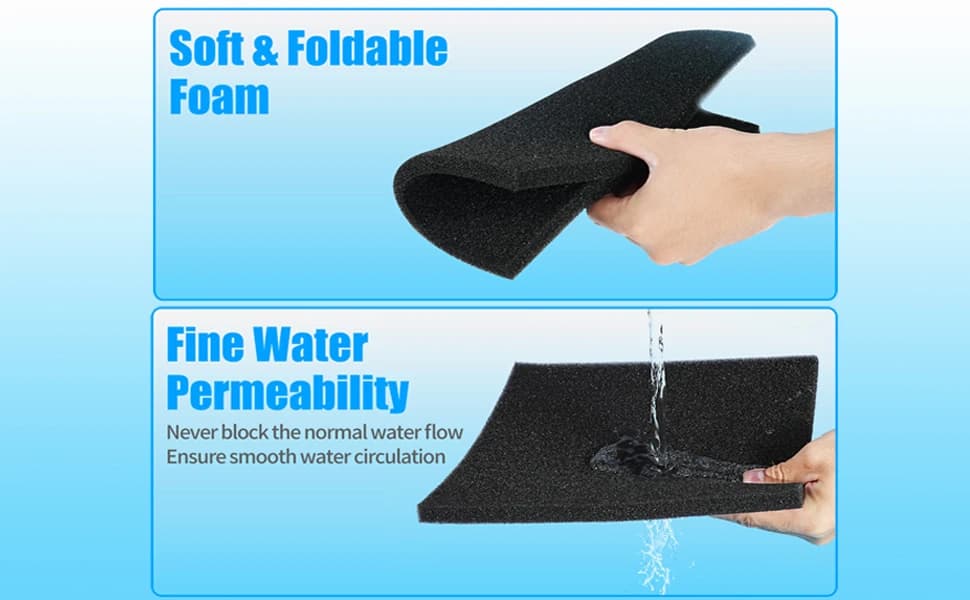 2 Pack Aquarium Bio Sponge Filter Media Pad Cut-to-Size Open Cell Foam Sheet for Fish Tank Sump (9" x 9" x — product details