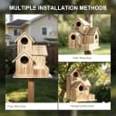 Large Wooden Bird House for Outside — 3-Hole Birdhouse