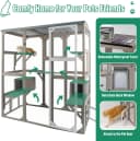 Outdoor Cat Catio Enclosures Large Wooden Cat House Patio for Indoor Cats Feral Cat Shelter with 2 Espace Doors
