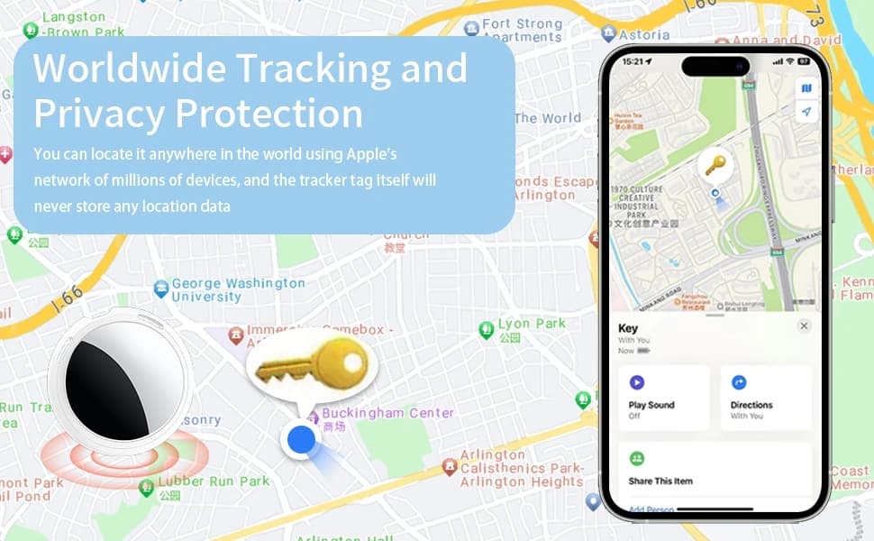 2 Pack Tracker Tags — Finder Apple Find My MFi Certified Waterproof iOS Only — product details
