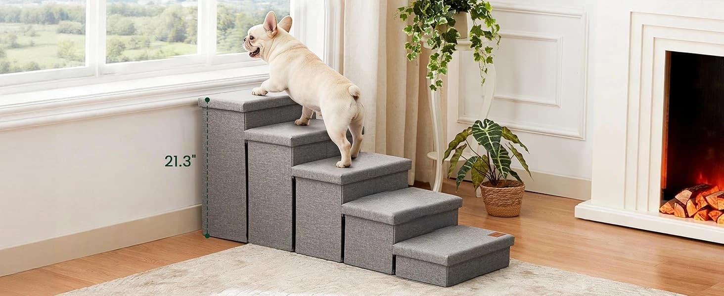 Dog Stairs for High Bed, Foldable Pet Stairs for Small and Medium or Large Dogs Puppy with Storage for Bed or — product details