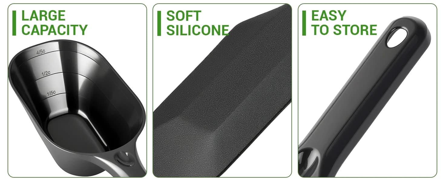 Dog Food Scoop Set with Silicone Can Scraper — product details