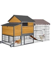 Large Chicken Coop on Wheels Mobile Wooden Hen House Weatherproof Duck Poultry Cage 67.3" L for 6-8 Chickens — collection imagery