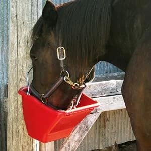 Plastic Hook Over Feeder | Mountable Livestock and Pet Feed Bucket | Horse Feed Bucket | Made in USA | 15 Quarts — Plastic Feeders (Better Bucket)