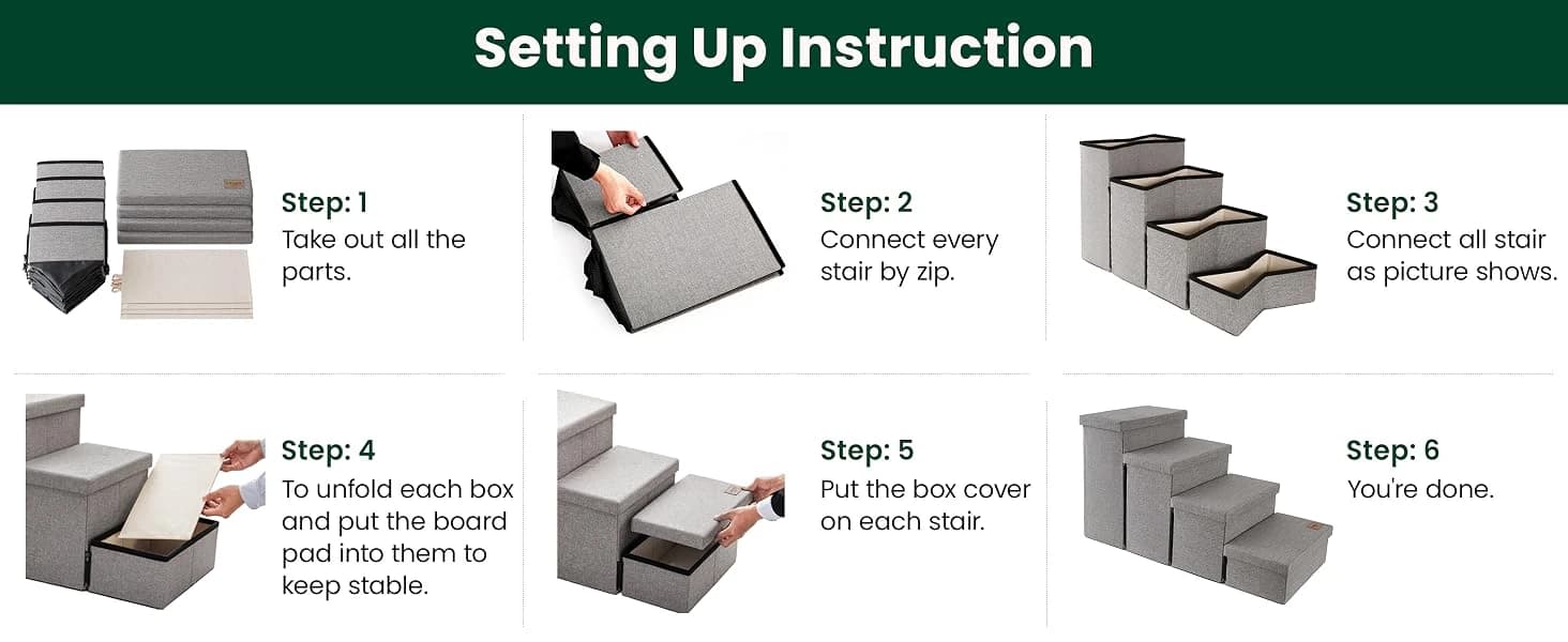 Dog Stairs for High Bed, Foldable Pet Stairs for Small and Medium or Large Dogs Puppy with Storage for Bed or — product details