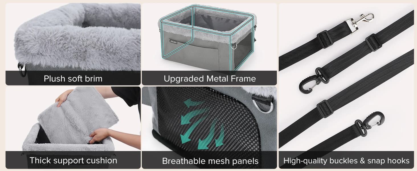Deluxe Dog Booster Seat with Sturdy Metal Frame and Safety Leash for Small Pets up to 20 lbs - Portable Puppy β product details