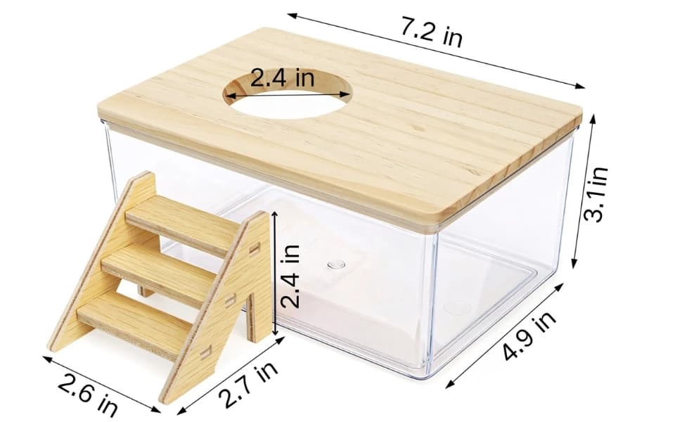 Hamster Sand Bath Box with Wood Cover — Ideal Size