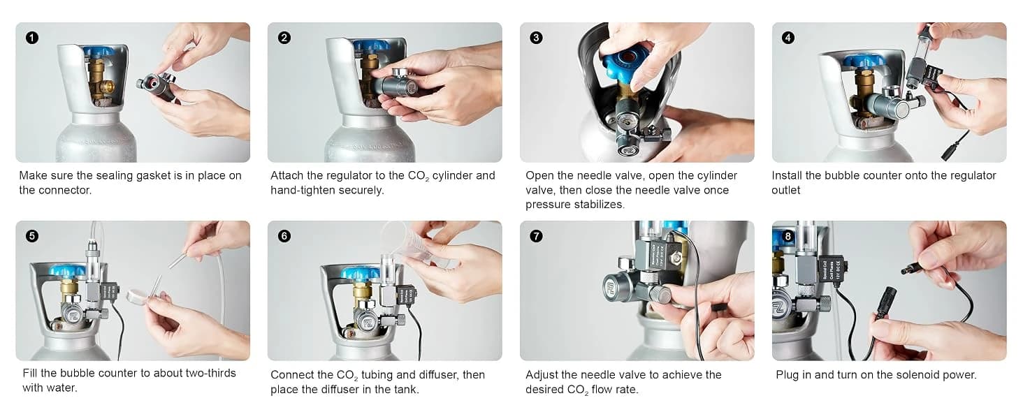 Mini Aquarium CO₂ Regulator Kit for CGA320 Side Open CO2 Cylinder — INSTALLATION GUID