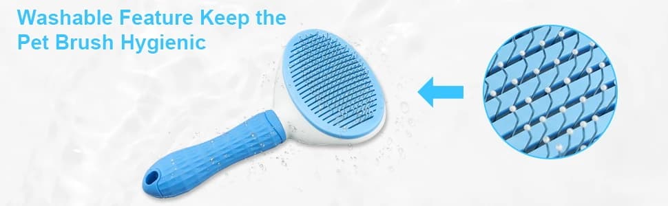 Self Cleaning Slicker Brush, Dog and Cat Bunny Pet Grooming Shedding Brush - Easy to Remove Loose Undercoat — collection imagery