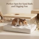 Hamster Sand Bath Box – Clear Acrylic Habitat Bath with Wooden Lid for Dwarf Hamsters