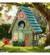 Bird Houses for Outside Real Wood-Look Resin Bird House with Hanging Chain – Waterproof and Durable Forest — collection imagery