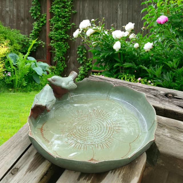 Ceramic Bird Bath for Outside on Ground — 9.45-Inch Birds Bath Bowl Only