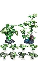 Aquarium Plants — 20 Pack Artificial Fish Tank Plants for Aquarium Decorations (Green) — product details