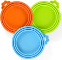 3 Pack Pet Food Can Covers Universal Can Lids Safe/Silicone Dog and Cat Food Can Lid Covers (green+blue+orange)