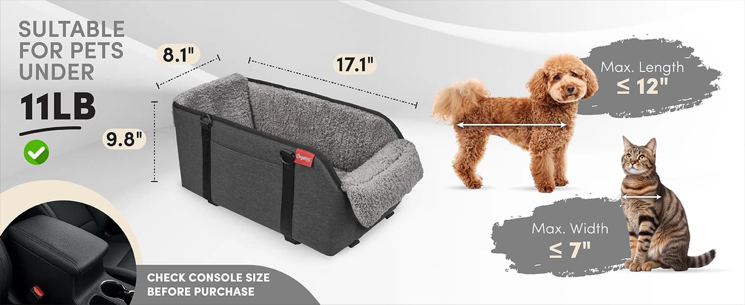 Center Console Dog Car Seat for Small Pets to 11lbs — product details