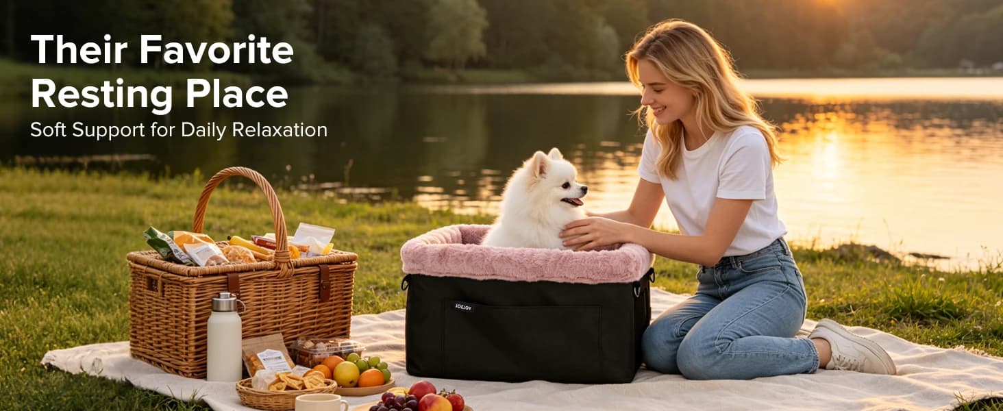 Deluxe Dog Booster Seat with Sturdy Metal Frame and Safety Leash for Small Pets up to 20 lbs - Portable Puppy β product details