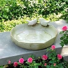 Ceramic Bird Bath for Outside on Ground — 9.45-Inch Birds Bath Bowl Only — Different scene
