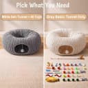 Cat Tunnel Bed for Indoor Cats — Peekaboo Cat Cave Bed — Color: Grey / Size: Medium