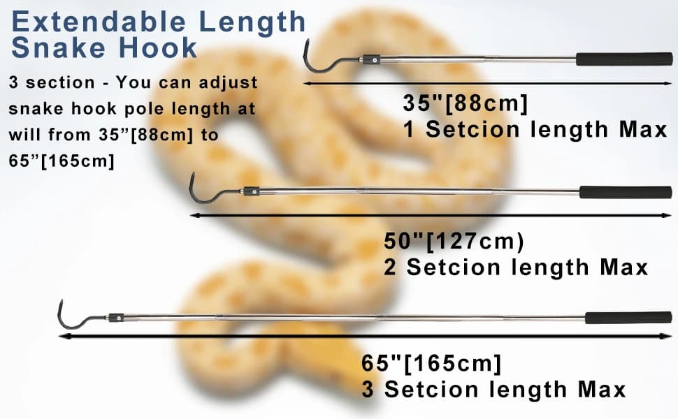 Snake Hook Heavy Duty — Snake Hook Retractable 35"-65" Catcher Hook for Rattlesnakes Ball Python Rattle Cobra — product details
