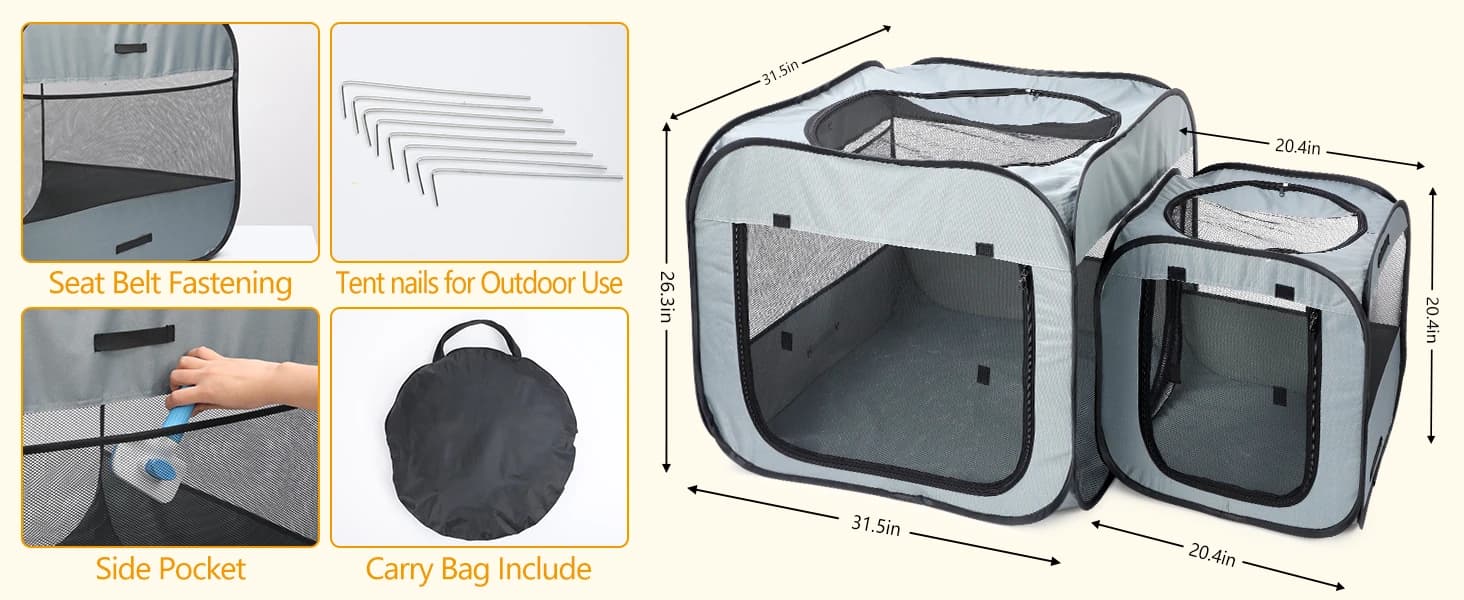 Portable Cat Playpen with Litter Area — product details