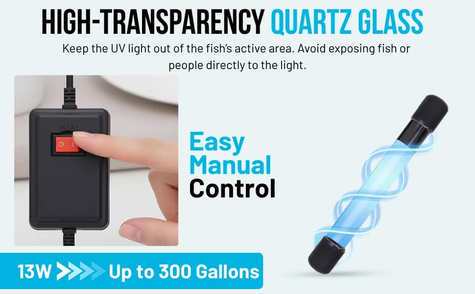 13W UV Water Clarifier with 9.84 ft Cable for Up to 300 Gallon Aquariums — product details