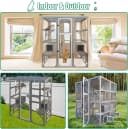 Outdoor Cat Catio Enclosures Large Wooden Cat House Patio for Indoor Cats Feral Cat Shelter with 2 Espace Doors