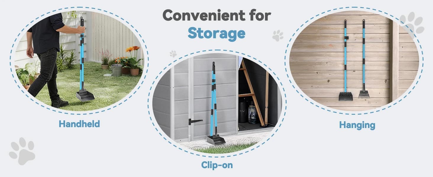 Dog Pooper Scooper — Stainless Metal Poop Scooper for Yard Long Handle — product details