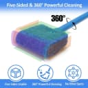 Fish Tank Cleaner with Five Sided Sponge Brush and Long Handle Aquarium Scrubber Alage Scraper for Glass