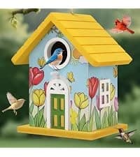 Bird Houses for Outside Real Wood-Look Resin Bird House with Hanging Chain – Waterproof and Durable Forest — collection imagery