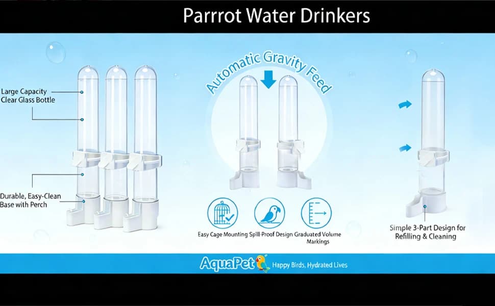 Automatic Bird Water Dispenser Cage Hanging Water Feeder with Anti-Spill Design for Parakeet Canary Small — product details