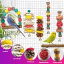 7 Pcs Natural Wood Bird Toy and Perch for Parakeets