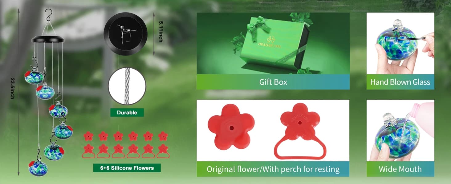 Charming Wind Chimes Hummingbird feeders for Outdoors Hanging ant and bee Proof — product details