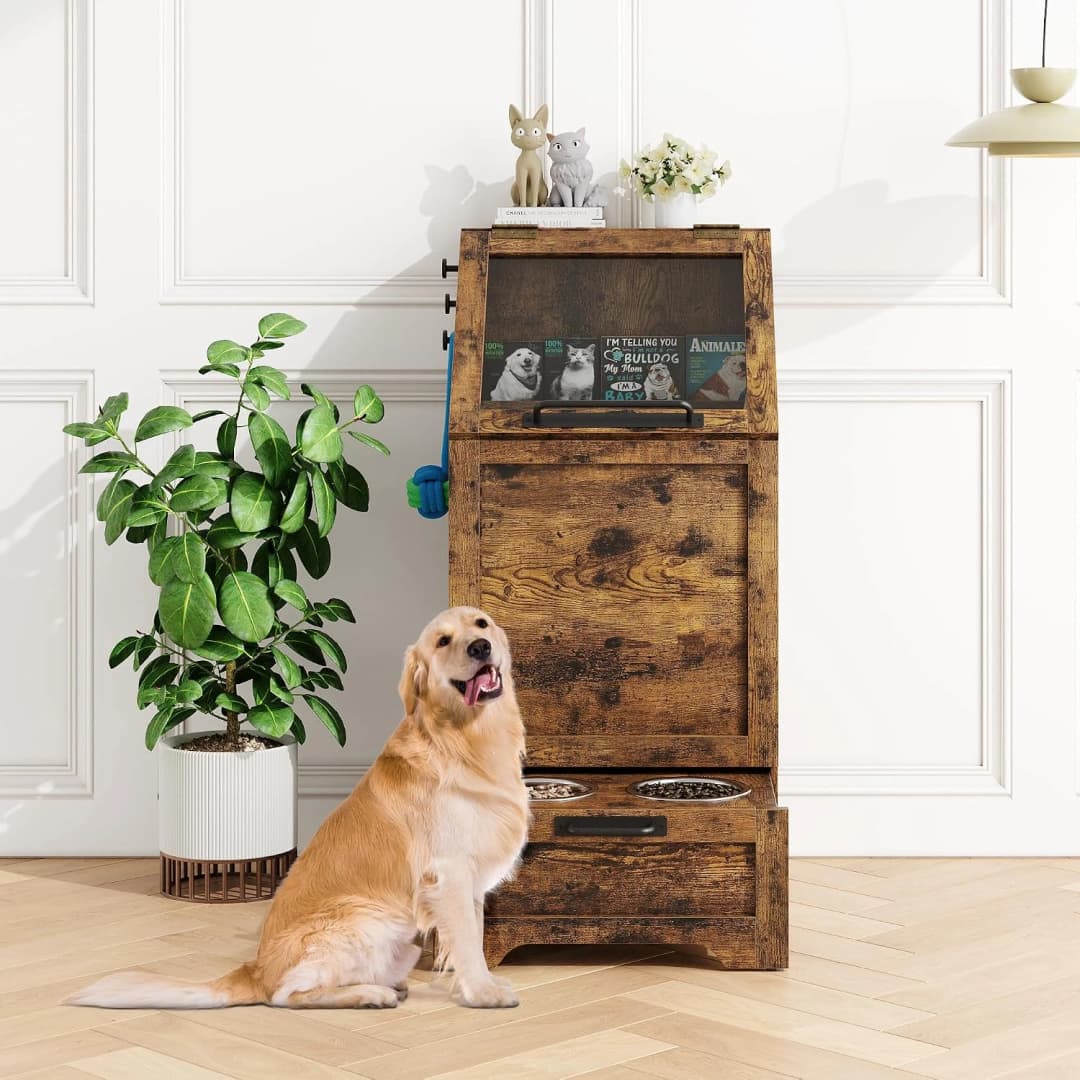 Dog Feeding Station with 2 Elevated Bowls