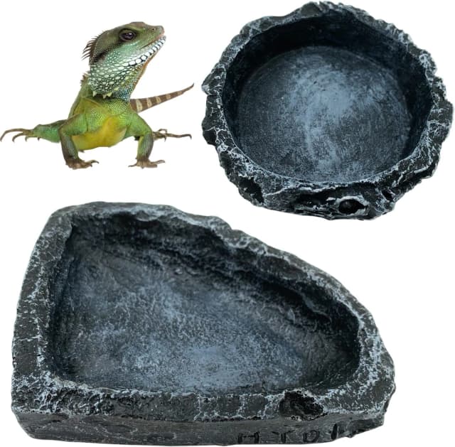 2 Pack Reptile Feeding Dish Corner Bowl — Reptile Water Dish Food Bowl Feeding Terrarium Bowls for Bearded