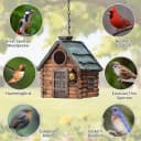 Bird Houses for Outside Real Wood-Look Resin Bird House with Hanging Chain – Waterproof and Durable Forest
