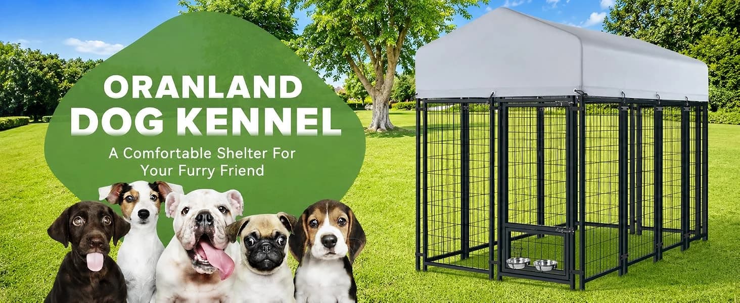 8x4x6 FT Dog Kennel Outdoor for Large Dogs with Silver Roof — product details