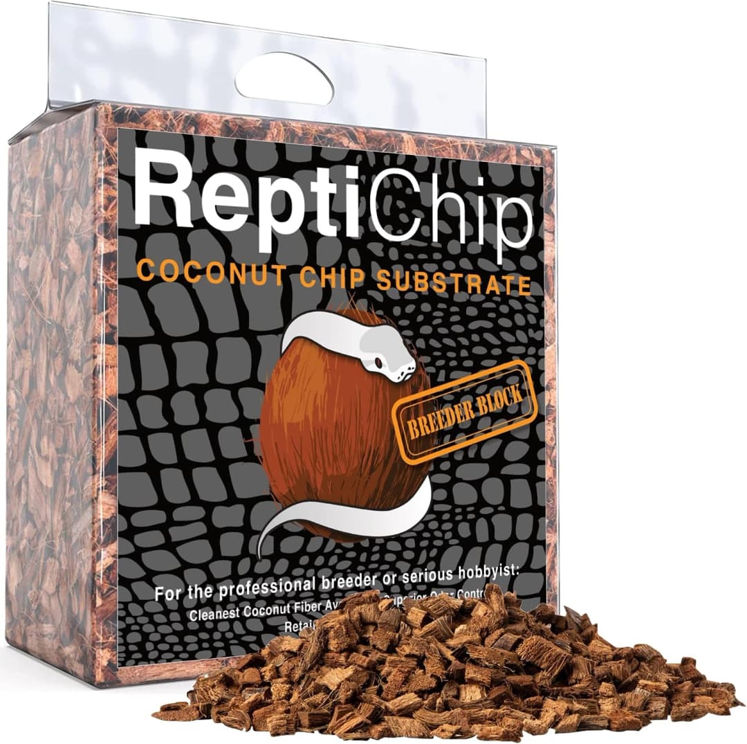ReptiChip Reptile Substrate Coconut Chip Bedding 72 Quart Compressed Organic Coco Husk Block for Snake Habitat