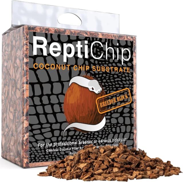 ReptiChip Reptile Substrate Coconut Chip Bedding 72 Quart Compressed Organic Coco Husk Block for Snake Habitat