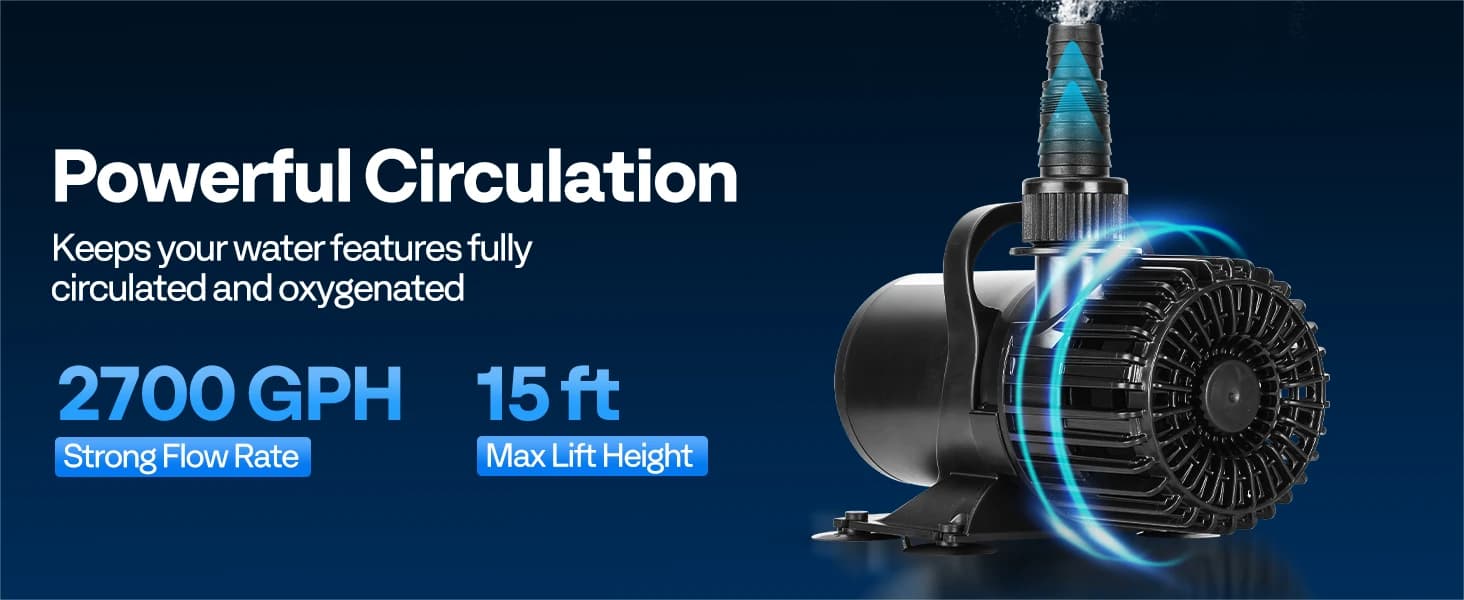 120W Pond Pump — 2700GPH Submersible Water Pump for Koi Pond — product details